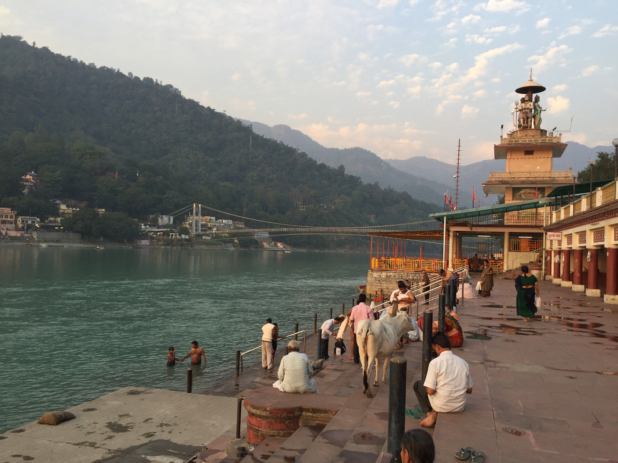 Ganga and Ram Jhula area in Rishikesh, India