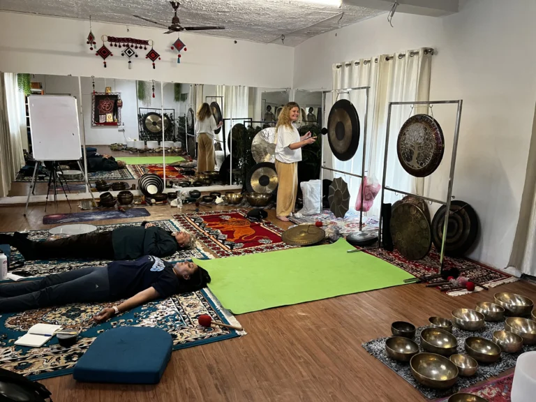 Students giving Practical in Sound healing course