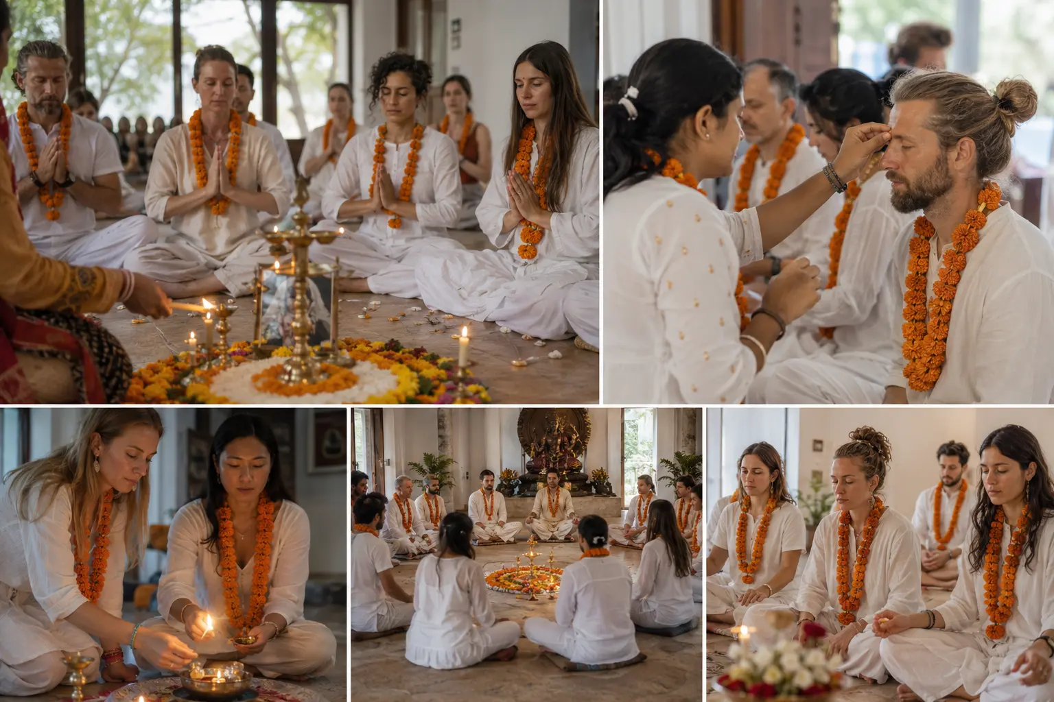Students attending a 200 hour yoga teacher training course in Rishikesh
