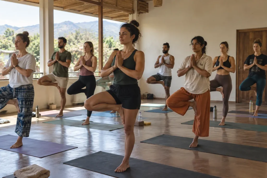 Yoga teacher training students at FitFortunes in Rishikesh, India