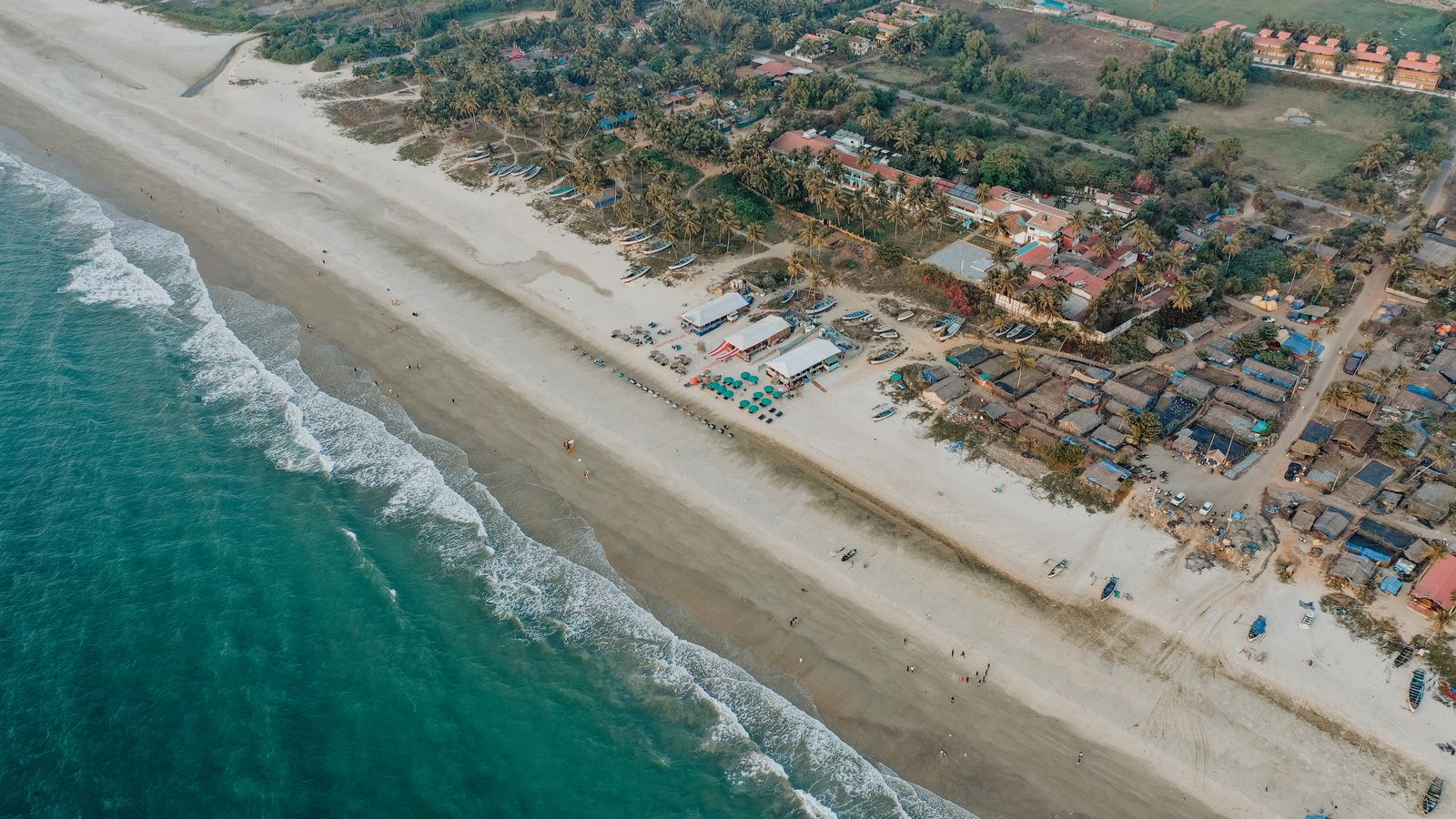 Aerial view of the Goa coastline in India